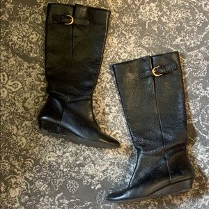 Steve Madden Intyce Black Low Wedge Boots Black